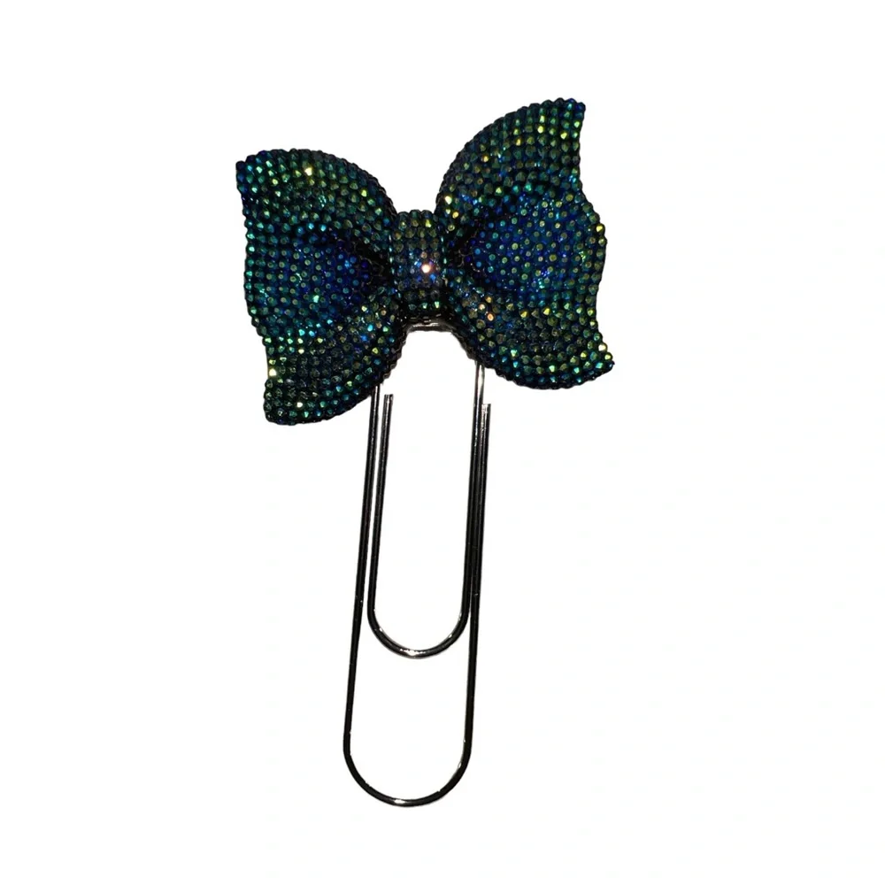 NEW Iridescent Blue Bow Jumbo Planner Clip